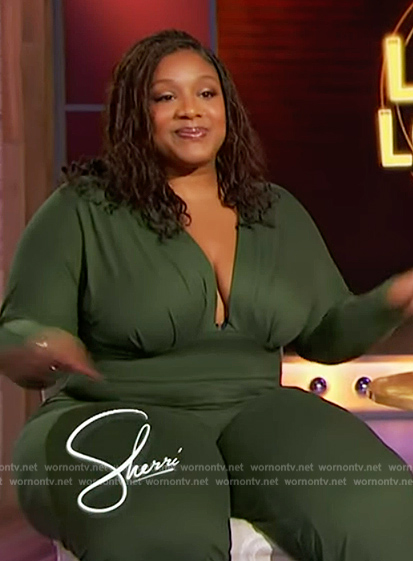 Tacarra Williams's olive jumpsuit on Sherri