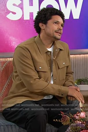 Trevor's beige jacket on The Kelly Clarkson Show