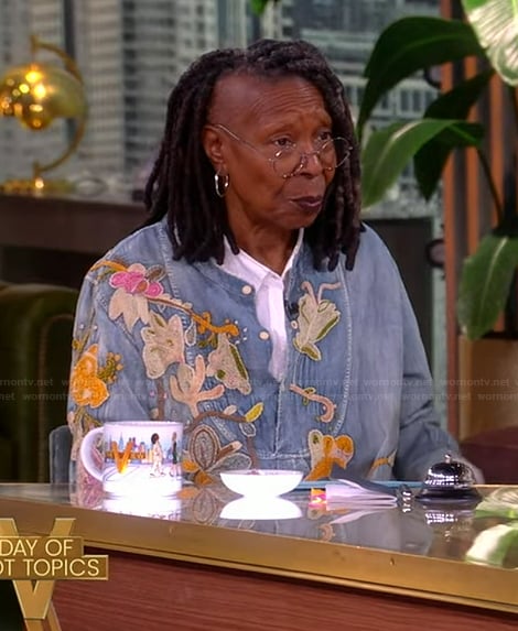 Whoopi's embroidered denim shirt on The View