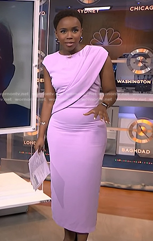 Zinhle's pink draped front dress on NBC News Daily