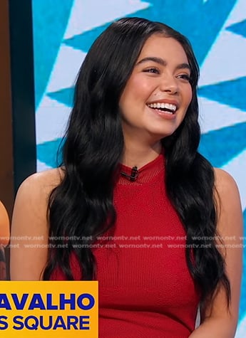 Auliʻi Cravalho's red knit dress on Good Morning America