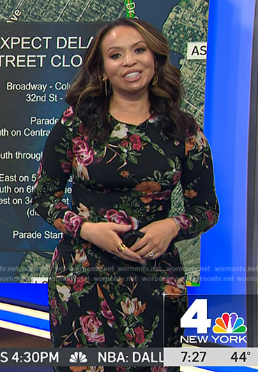 Adelle's black floral print dress on Today