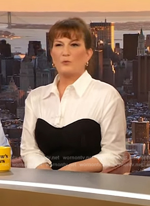 Ana's Gasteyer's two-tone maxi dress on The Drew Barrymore Show