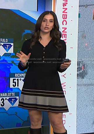 Angie Lassman's black striped polo dress on NBC News Daily