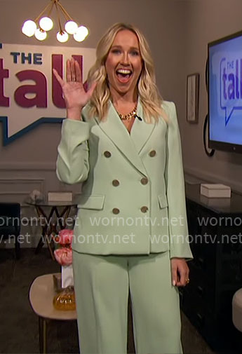 Anna Camp's mint green suit on The Talk