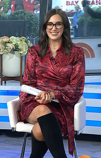 Savannah's red print wrap dress on Today