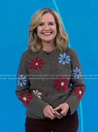 Bonnie Hunt's grey floral sweater on Today