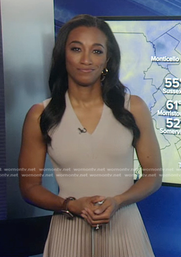 Brittany's beige pleated dress on Good Morning America