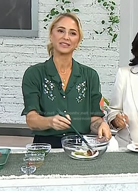 Brooke Williamson's green floral embroidered blouse on Today