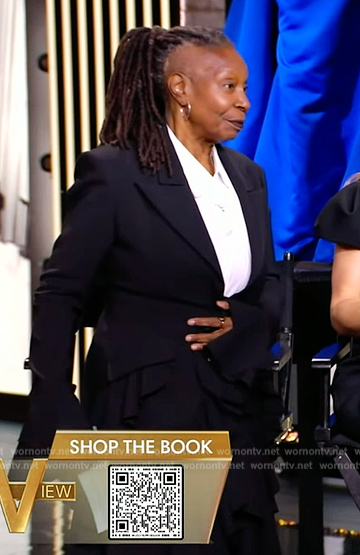 Whoopi's black ruffle blazer dress on The View