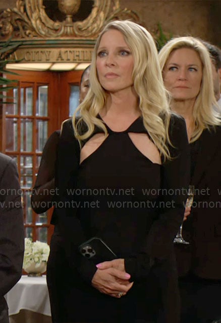Christine's black dress with cutouts on The Young and the Restless