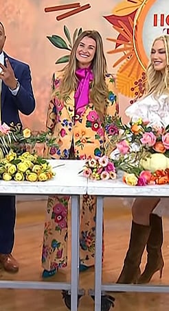 Christina Stembel's orange floral blazer and pants on Today