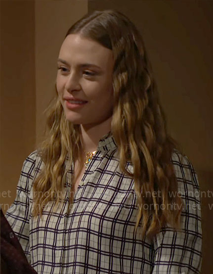 Claire's plaid blouse on The Young and the Restless