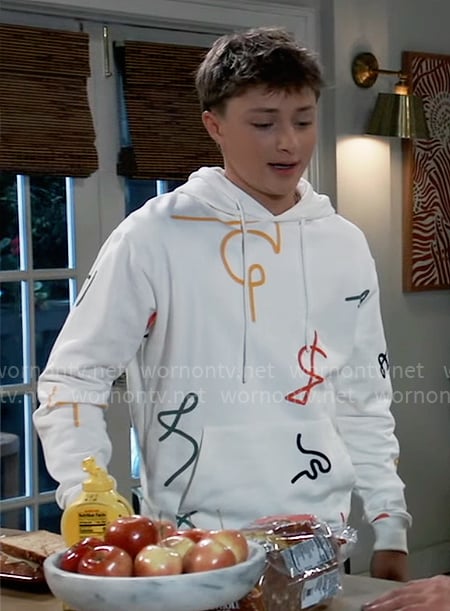 Danny's abstract print hoodie on General Hospital
