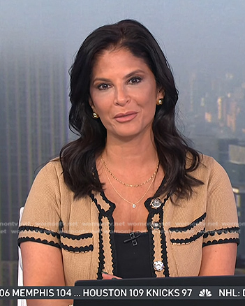 Darlene's beige short sleeve cardigan on Today