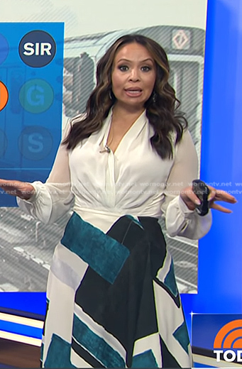 Adelle's colorblock asymmetric skirt on Today