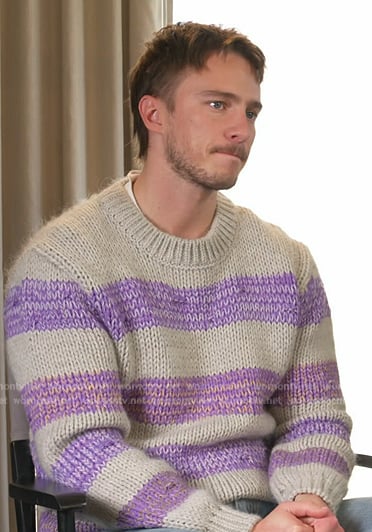 Drew Starkey's stripe knit sweater on E! News