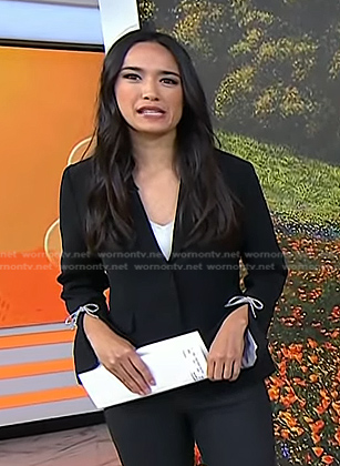 Emilie's black bow sleeve blazer on Today