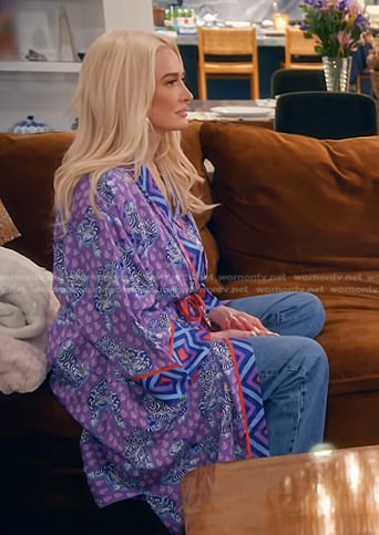Erika's purple animal print robe on The Real Housewives of Beverly Hills