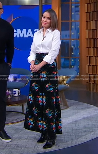 Eva's black floral maxi skirt on Good Morning America