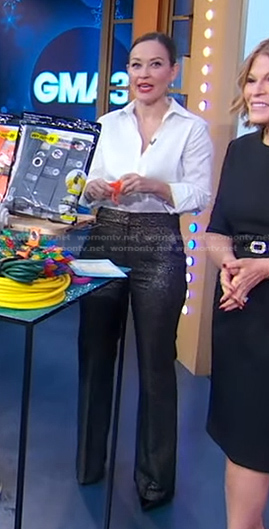 Eva's metallic pants on Good Morning America