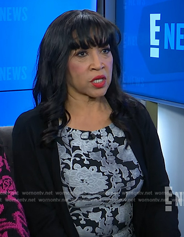 Jackee Harry's silver floral print top on E! News