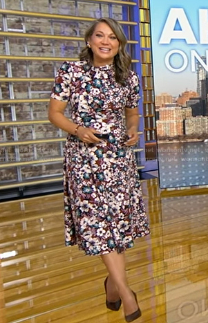 Ginger's floral tie neck midi dress on Good Morning America