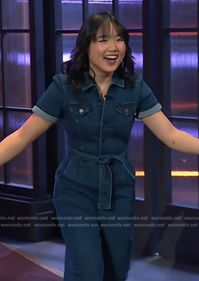 Helen J Shen's denim jumpsuit on The Kelly Clarkson Show