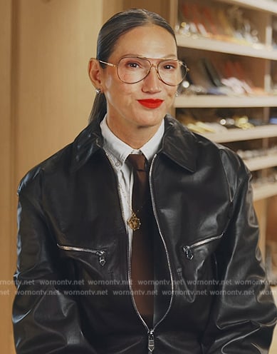 Jenna's black leather confessional jacket on The Real Housewives of New York City