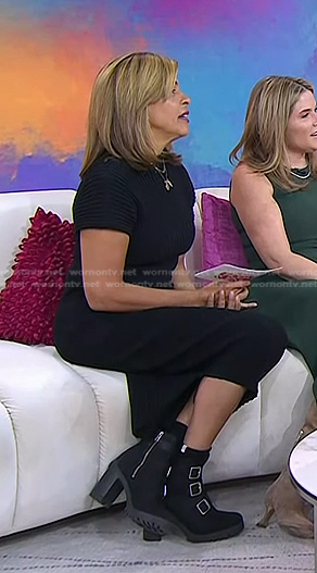 Hoda's black buckled ankle boots on Today