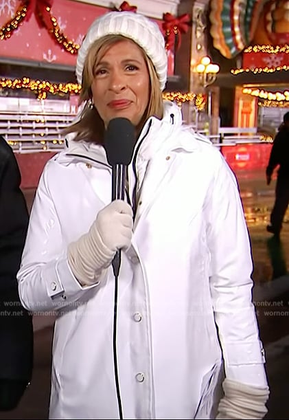 Hoda's white hooded coat on Today