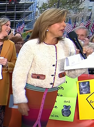 Hoda's ivory shearling cropped jacket on Today