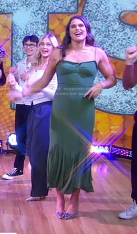 Ilona Maher's green pleated hem dress on Good Morning America