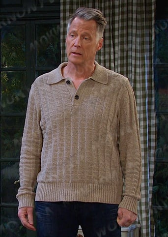 Jack's beige knit polo sweater on Days of our Lives