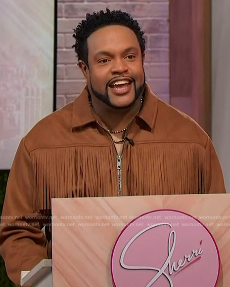 Jawn's brown suede fringe jacket on Sherri