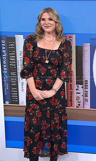 Jenna's black floral square neck dress on Today