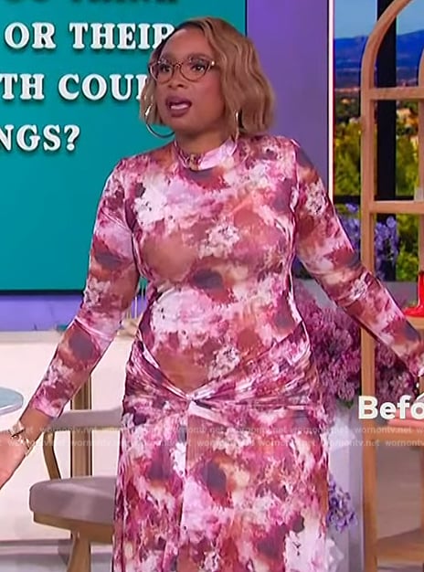 Jennifer's pink floral mesh dress on The Jennifer Hudson Show
