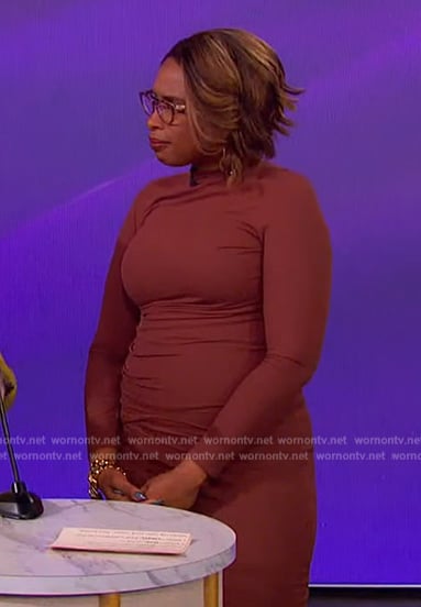Jennifer's brown mesh dress on The Jennifer Hudson Show