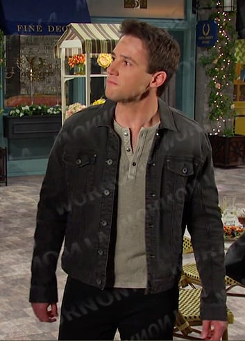 JJ's grey waffle henley shirt on Days of our Lives