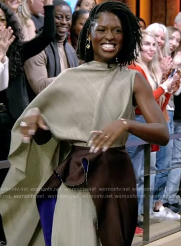 Jodie Turner-Smith's colorblock drape dress on Live with Kelly and Mark