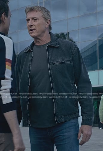 Johnny's black denim zip jacket on Cobra Kai