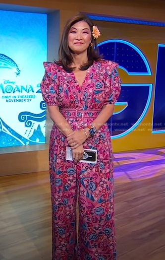 Juju's pink floral jumpsuit on Good Morning America