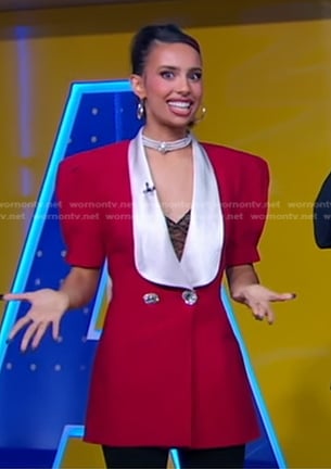 Kylie Cantrall's red contrast collar mini dress on Good Morning America