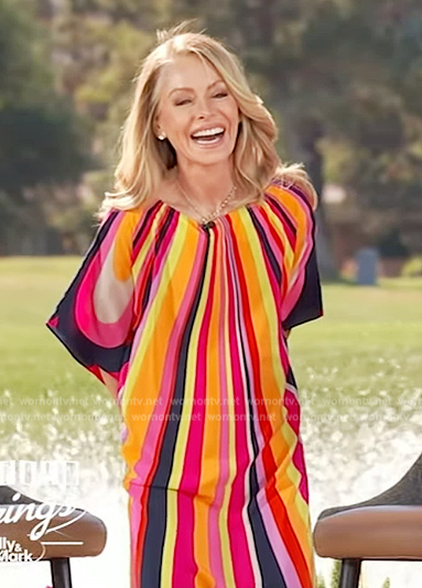Kelly's multicolored stripe caftan on Live with Kelly and Mark