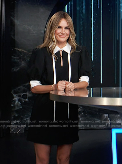 Keltie's black contrast tie neck dress on E! News