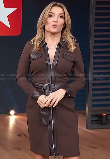 Kit's brown rip front dress on Access Hollywood