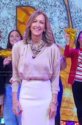 Lara's beige blouse on Good Morning America
