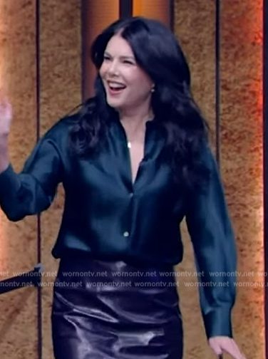 Lauren Graham's green satin shirt on Live with Kelly and Mark