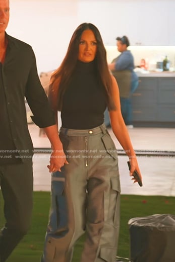 Lisa's metallic grey cargo pants on The Real Housewives of Salt Lake City