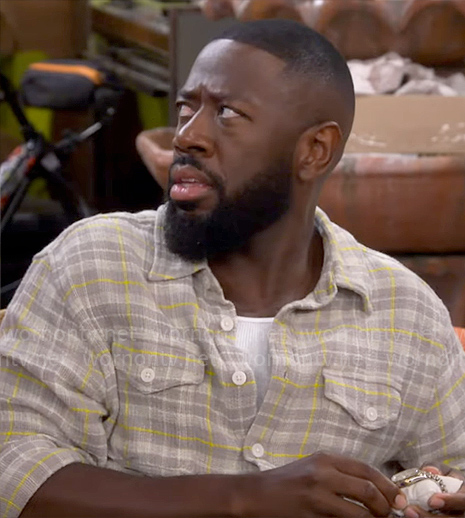 Malcolm's grey plaid shirt on The Neighborhood
